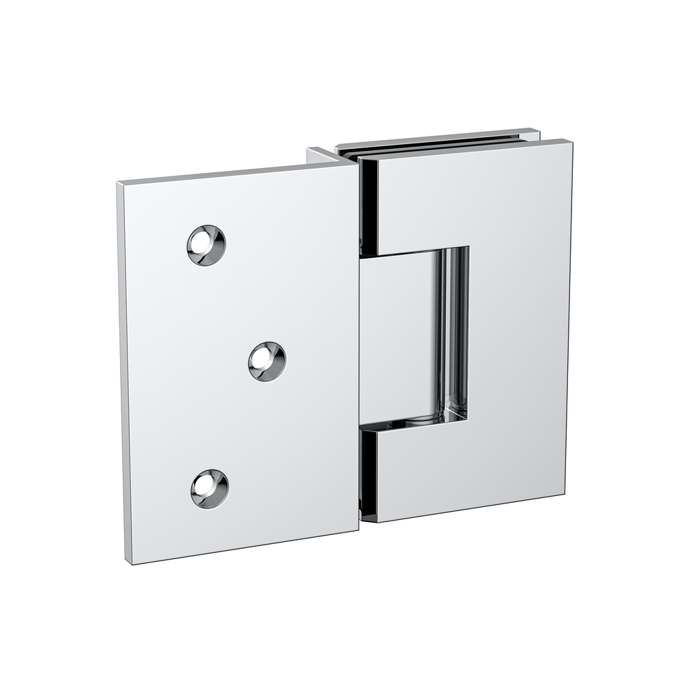 Boston Wall to Glass Hinge with 180 Degree Type Mounting Plate - Polished Chrome
