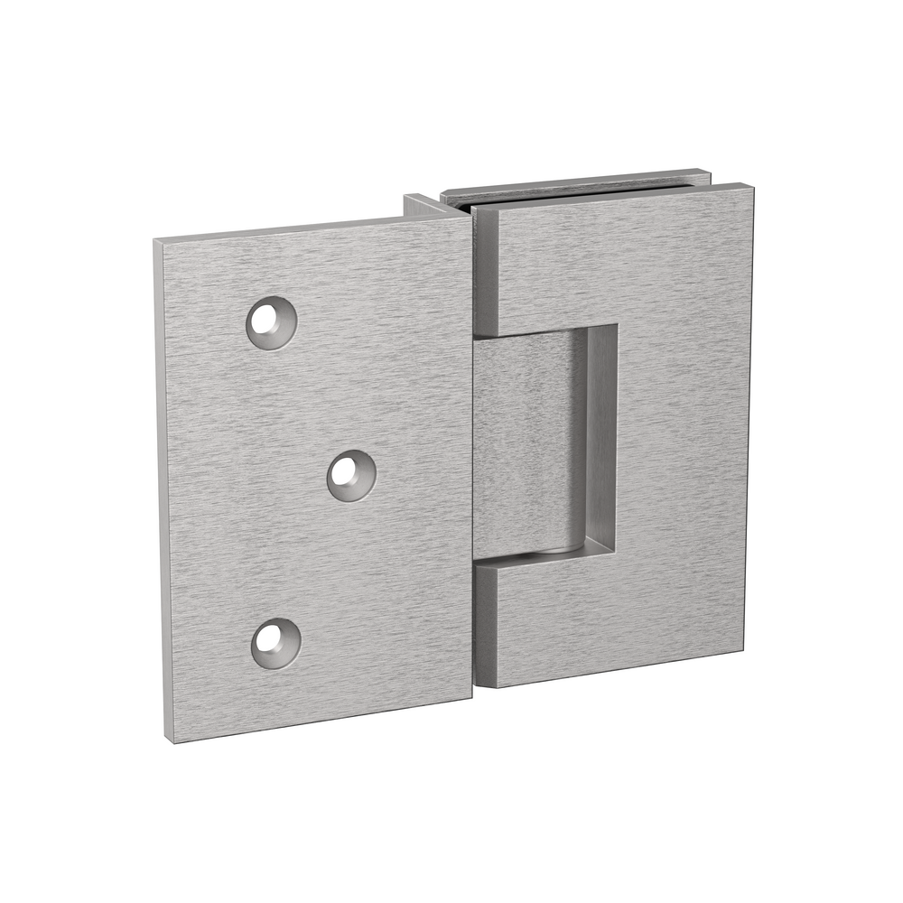 Boston Wall to Glass Hinge with 180 Degree Type Mounting Plate - Satin Nickel