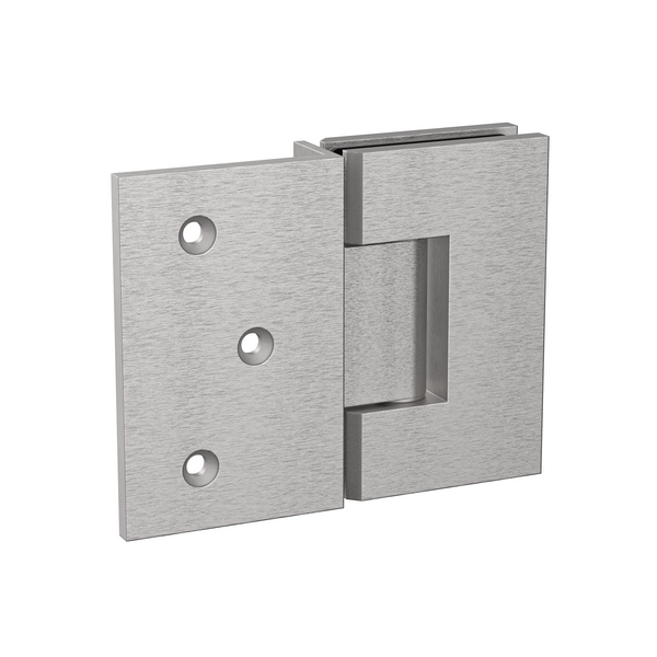 Boston Wall to Glass Hinge with 180 Degree Type Mounting Plate - Satin Nickel