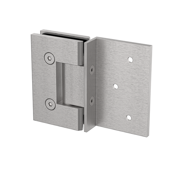 Boston Wall to Glass Hinge with 180 Degree Type Mounting Plate - Satin Nickel