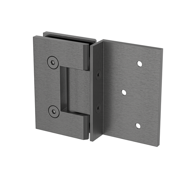Boston Wall to Glass Hinge with 180 Degree Type Mounting Plate - Brushed Gun Metal
