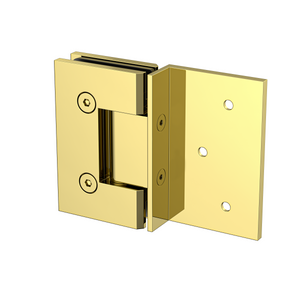 Boston Wall to Glass Hinge with 180 Degree Type Mounting Plate - Polished Gold