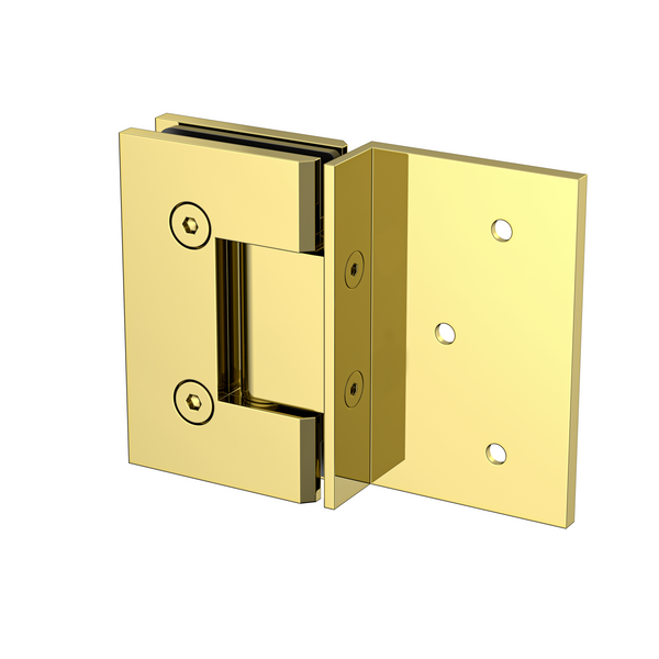 Boston Wall to Glass Hinge with 180 Degree Type Mounting Plate - Polished Gold