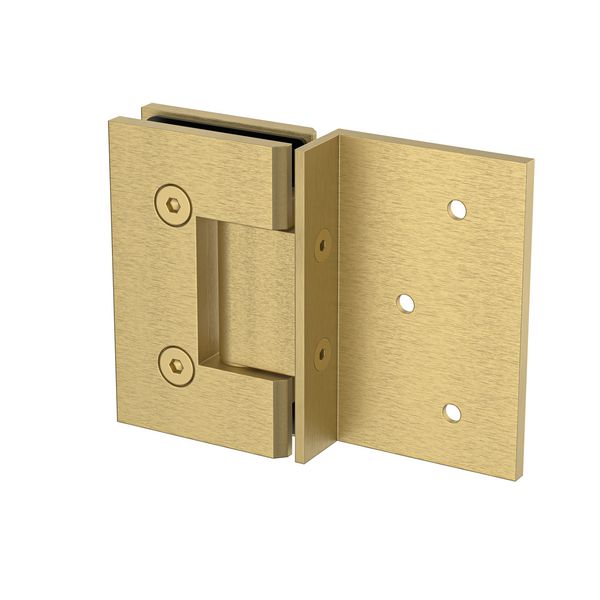 Boston Wall to Glass Hinge with 180 Degree Type Mounting Plate - Soft Gold Brushed