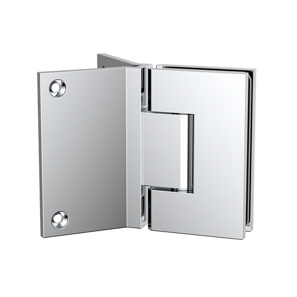 Boston Wall to 6-8mm Glass Hinge with Corner Type Mounting Plate - Polished Chrome