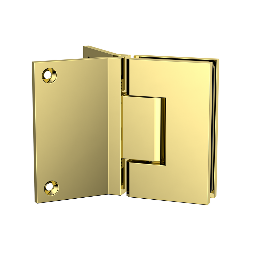 Boston Heavy Duty Hinge with Corner Type Mounting Plate - Polished Gold