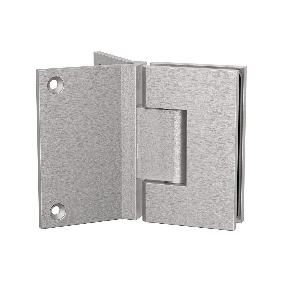 Boston Wall to 6-8mm Glass Hinge with Corner Type Mounting Plate - Satin Nickel
