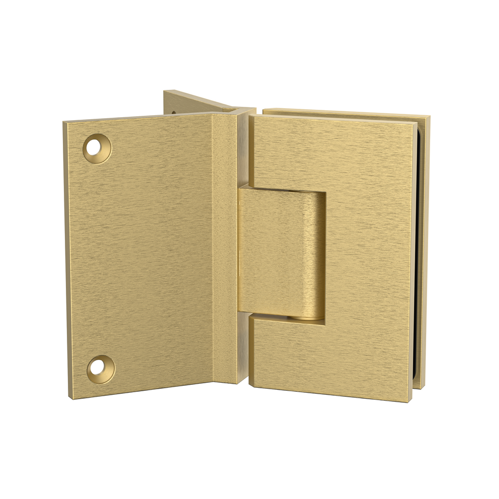 Boston Heavy Duty Hinge with Corner Type Mounting Plate - Soft Gold Brushed