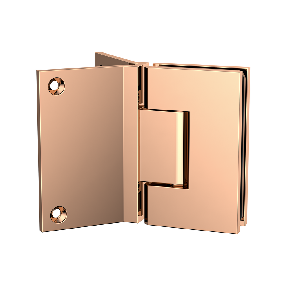 Boston Heavy Duty Hinge with Corner Type Mounting Plate - Polished Rose Gold