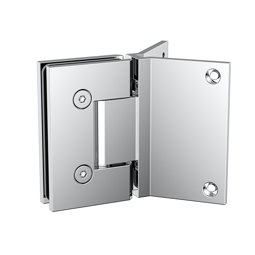 Boston Hinge with Corner Type Mounting Plate - Polished Chrome