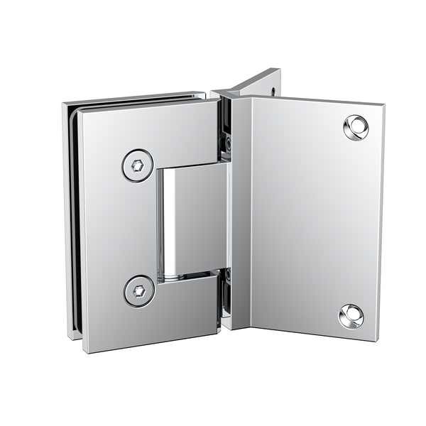 Boston Heavy Duty Hinge with Corner Type Mounting Plate - Polished Chrome