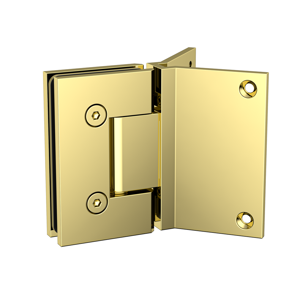 Boston Hinge with Corner Type Mounting Plate - Polished Gold