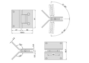 Boston Hinge with Corner Type Mounting Plate - Polished Rose Gold