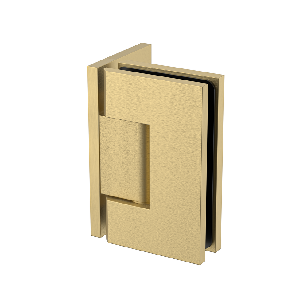 Stealth Wall to Glass 90 Degree Hinge with Offset Plate Soft Gold Brushed