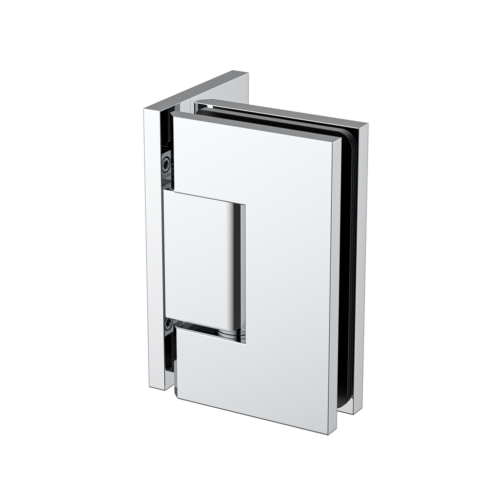 Stealth Wall to Glass 90 Degree Hinge with Offset Plate Polished Chrome