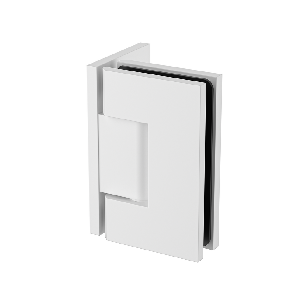 Stealth Wall to Glass 90 Degree Hinge with Offset Plate White