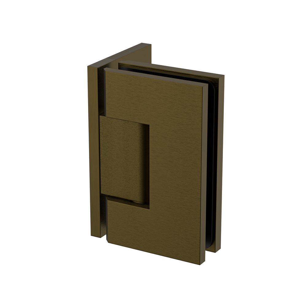 Stealth Wall to Glass 90 Degree Hinge with Offset Plate Antique Brass