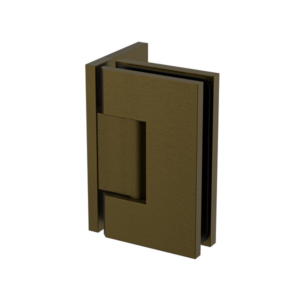 Stealth Wall to Glass 90 Degree Hinge with Offset Plate Antique Brass