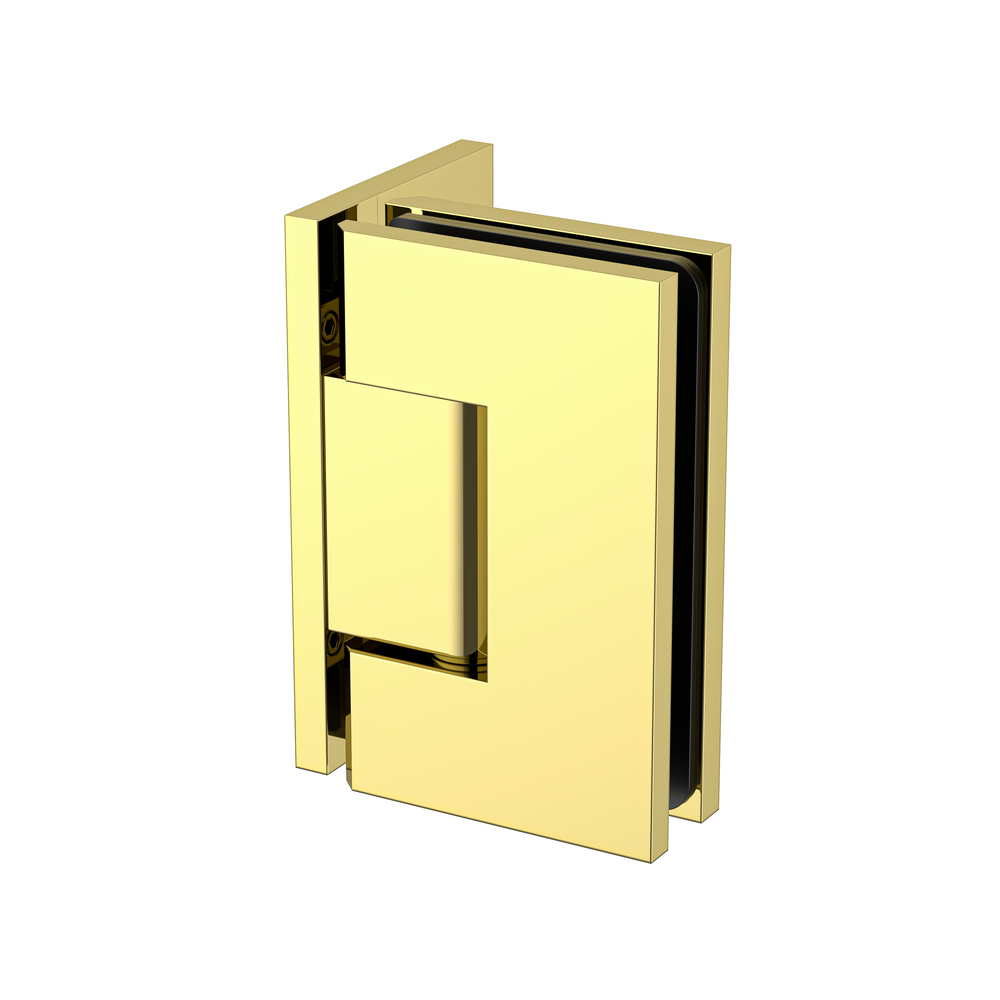 Stealth Wall to Glass 90 Degree Hinge with Offset Plate Polished Gold