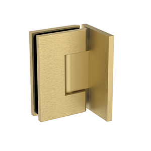 Stealth Wall to Glass 90 Degree Hinge with Offset Plate Soft Gold Brushed