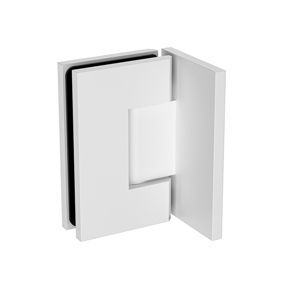 Stealth Wall to Glass 90 Degree Hinge with Offset Plate White