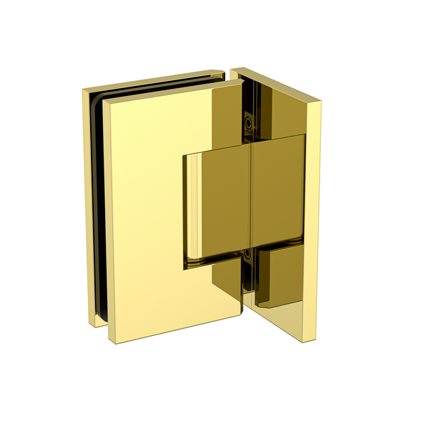 Stealth Wall to Glass 90 Degree Hinge with Offset Plate Polished Gold