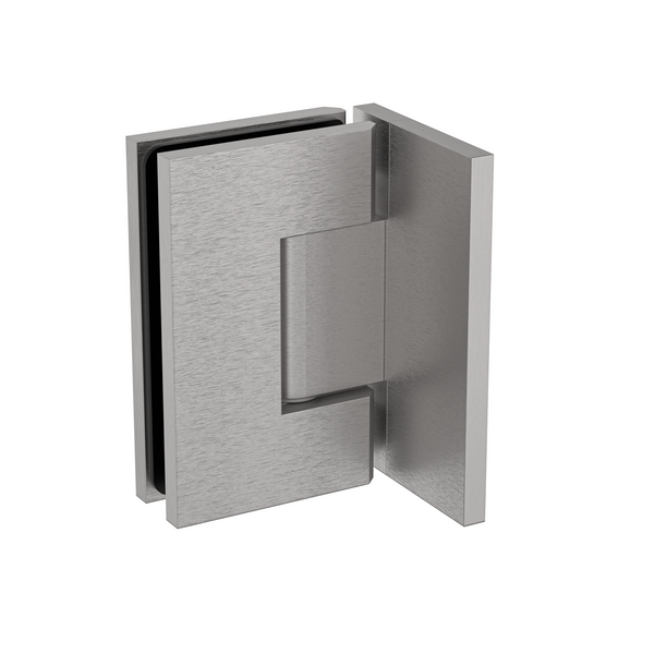 Stealth Wall to Glass 90 Degree Hinge with Offset Plate Satin Nickel