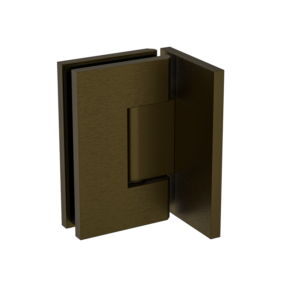 Stealth Wall to Glass 90 Degree Hinge with Offset Plate Antique Brass