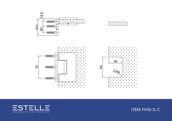 Stealth Wall to Glass 90 Degree Hinge with Offset Plate Polished Chrome