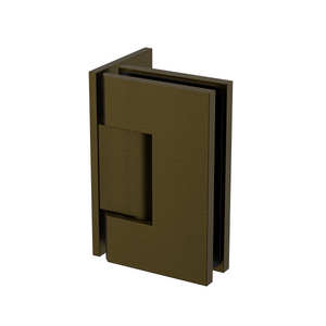 Boston Wall to Glass 90 Degree Hinge with L Type Mounting Plate - Antique Brass