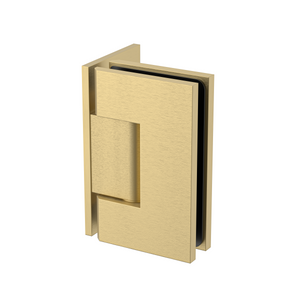 Boston Wall to Glass 90 Degree Hinge with L Type Mounting Plate - Soft Gold Brushed
