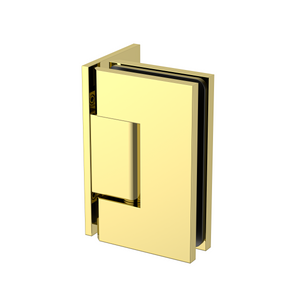 Boston Wall to 6-8 mm Glass 90 Degree Hinge with L Type Mounting Plate - Polished Gold