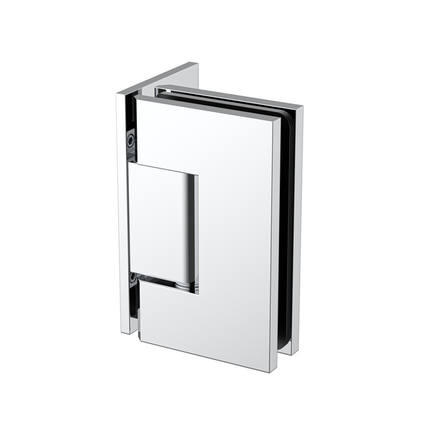 Boston Wall to Glass 90 Degree Hinge with L Type Mounting Plate - Polished Chrome
