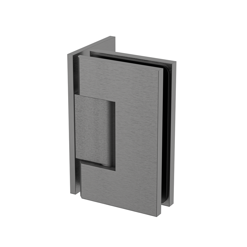 Boston Wall to Glass 90 Degree Hinge with L Type Mounting Plate -Brushed Gun Metal