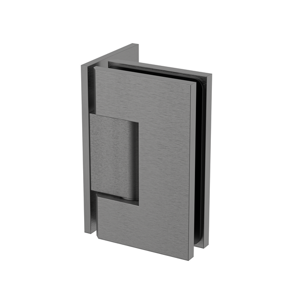 Boston Wall to Glass 90 Degree Hinge with L Type Mounting Plate -Brushed Gun Metal