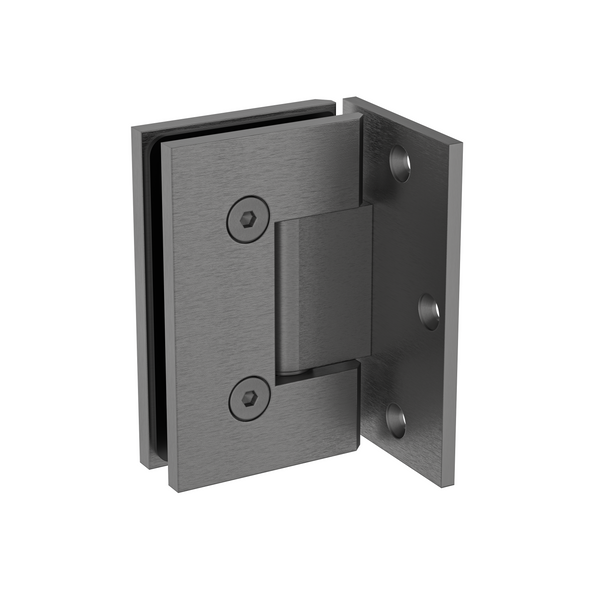 Boston Wall to Glass 90 Degree Hinge with L Type Mounting Plate -Brushed Gun Metal