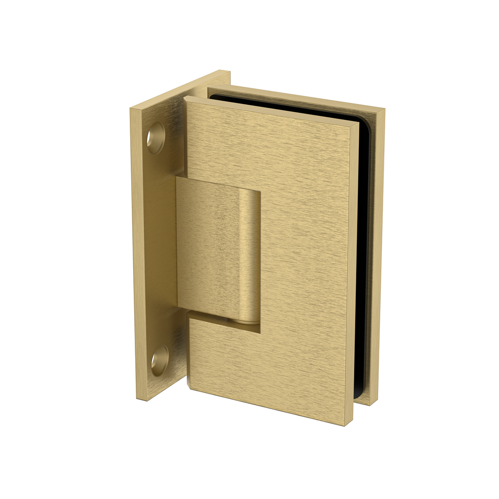 Boston Wall to Glass Hinge with T Type Mounting Plate - Soft Gold Brushed