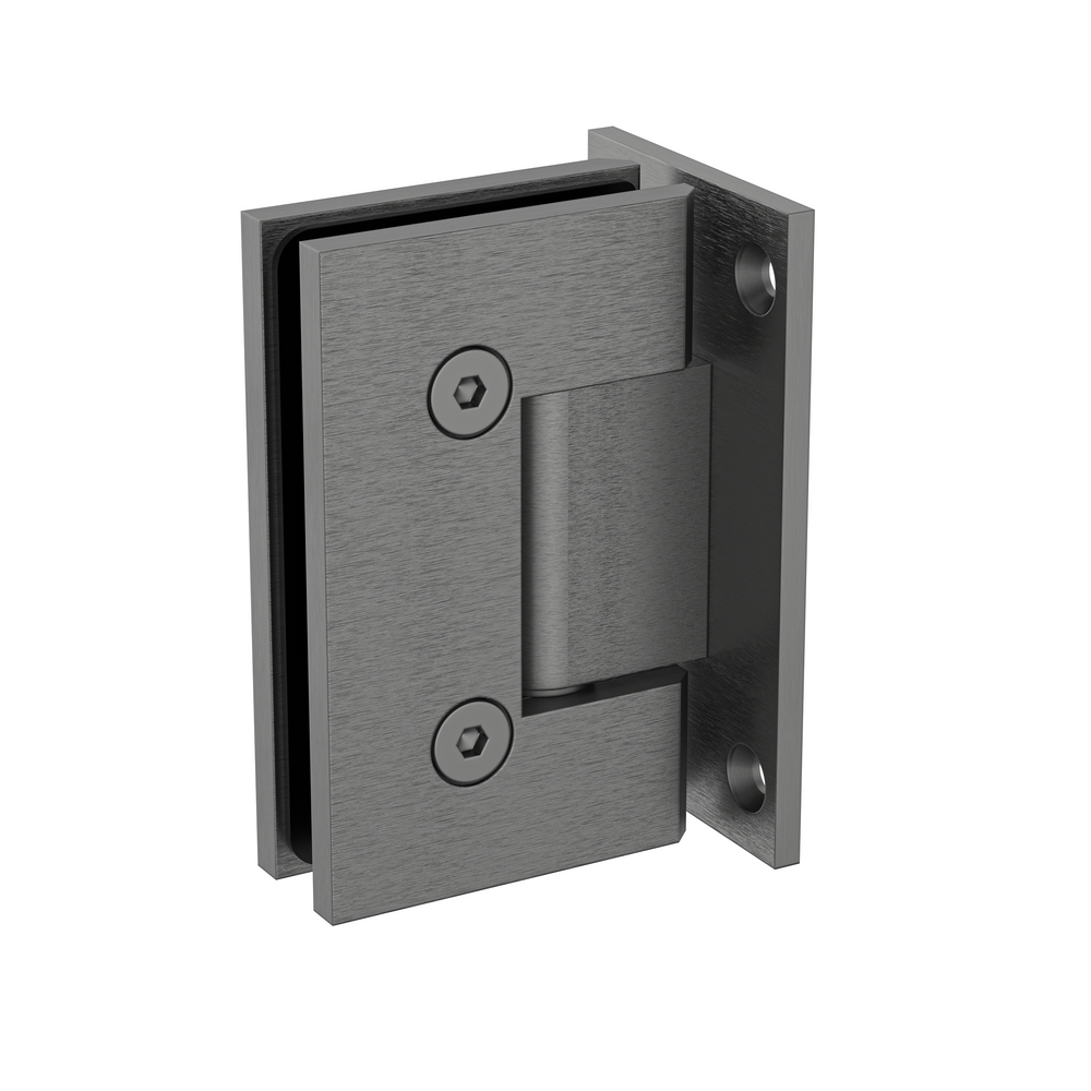 Boston Wall to Glass Hinge with T Type Mounting Plate - Brushed Gun Metal