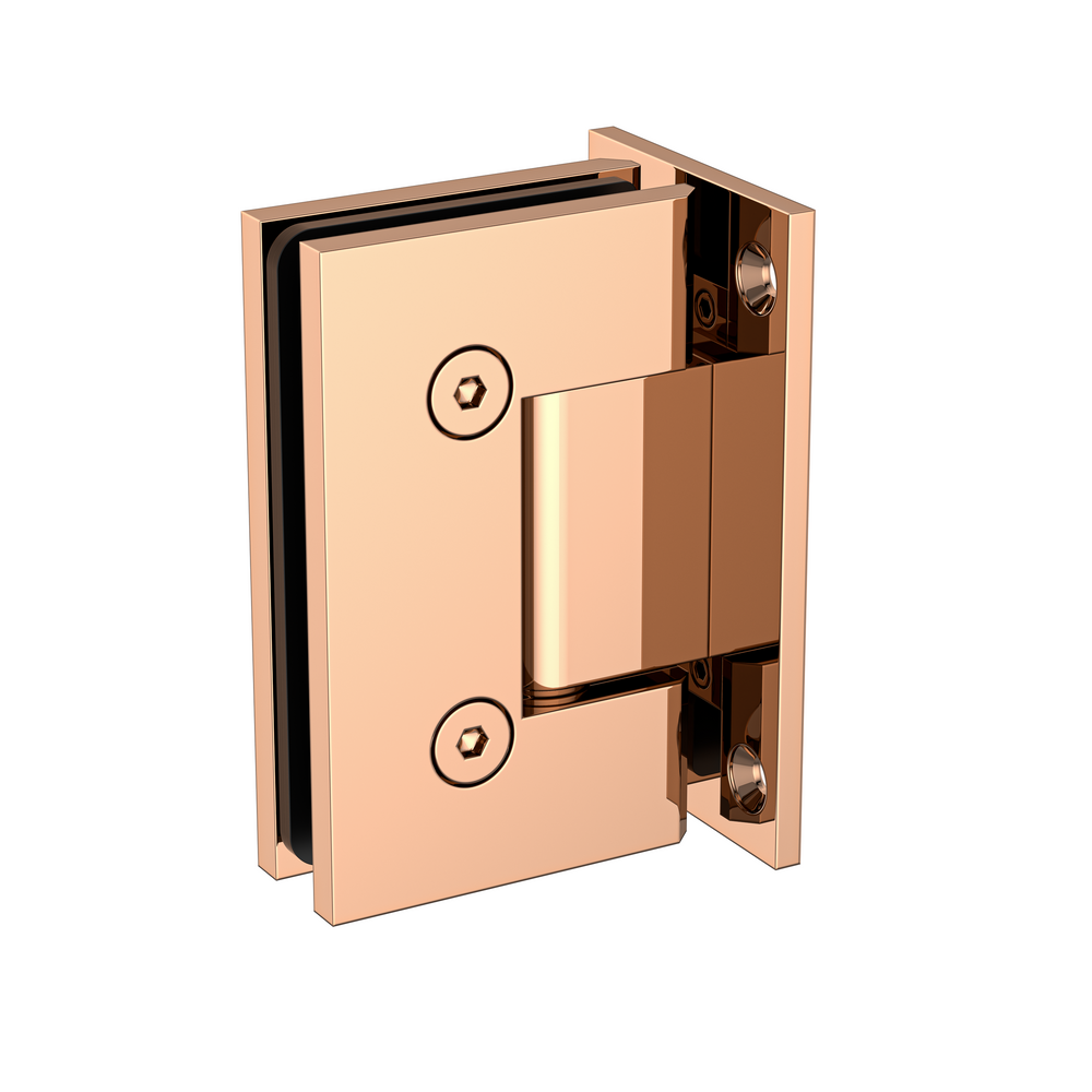 Boston Wall to Glass Hinge with T Type Mounting Plate - Polished Rose Gold