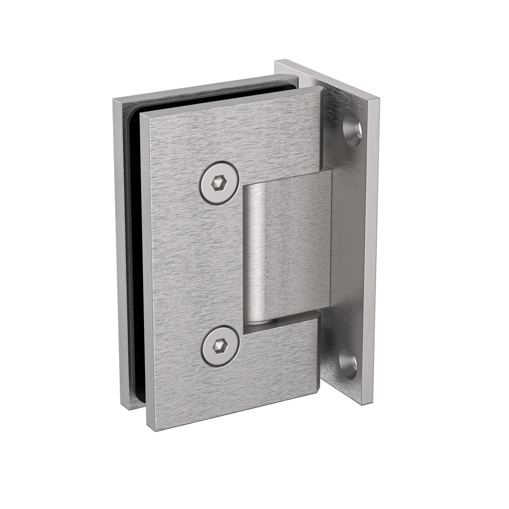 Boston Wall to Glass Hinge with T Type Mounting Plate - Satin Nickel