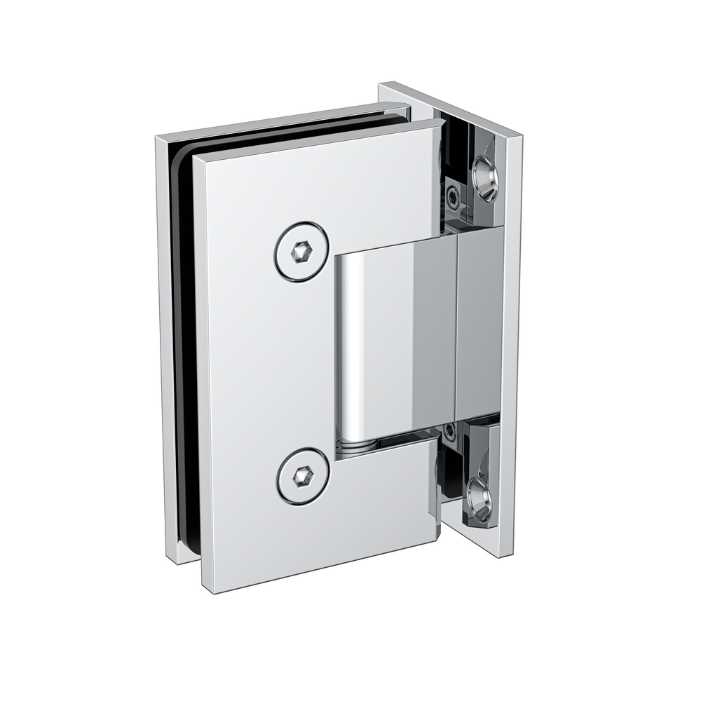 Boston Wall to Glass Hinge with T Type Mounting Plate - Polished Chrome