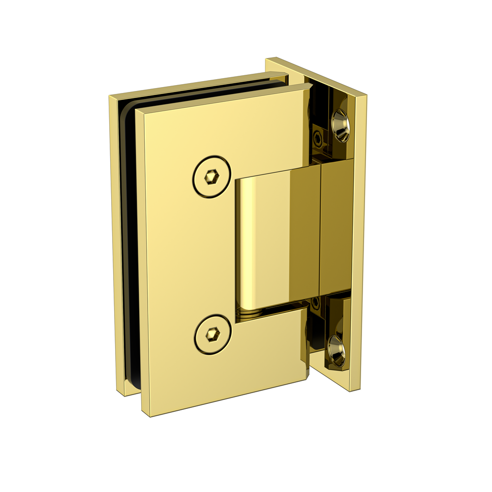 Boston Wall to Glass Hinge with T Type Mounting Plate -Polished Gold