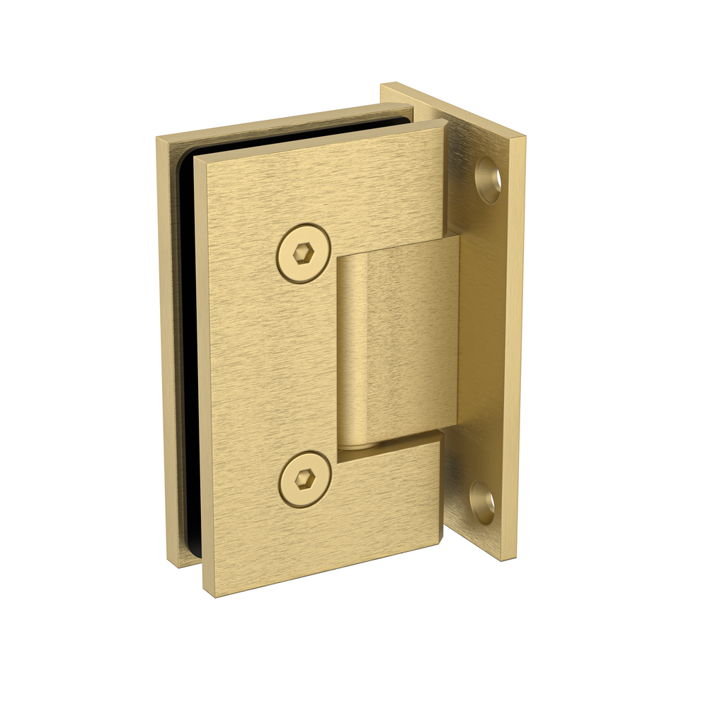 Boston Wall to Glass Hinge with T Type Mounting Plate - Soft Gold Brushed