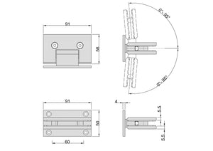 Boston Wall to Glass Heavy Duty Hinge with T Type Mounting Plate - Satin Gun Metal