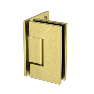 Boston Heavy Duty Wall to Glass Hinge with XL Type L Mounting Plate - Raw Brushed Brass