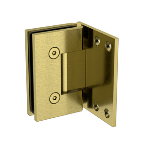 Boston Heavy Duty Wall to Glass Hinge with XL Type L Mounting Plate - Raw Brushed Brass