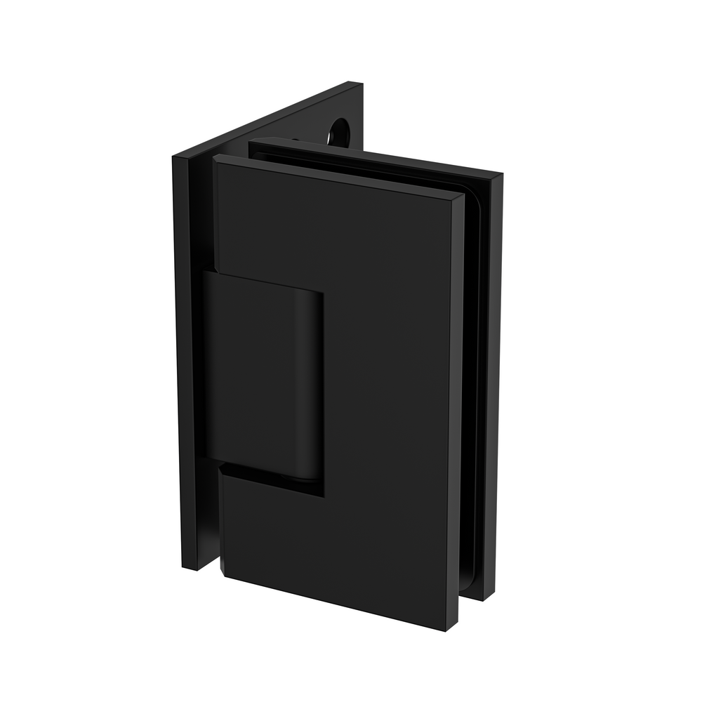 Boston Heavy Duty Wall to Glass Hinge with XL Type L Mounting Plate - Matte Black
