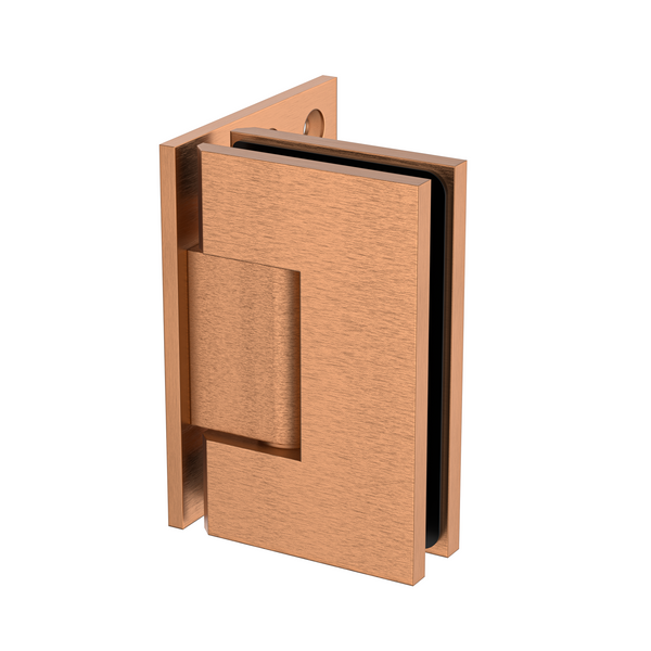 Boston Heavy Duty Wall to Glass Hinge with XL Type L Mounting Plate - Brushed Rose Gold