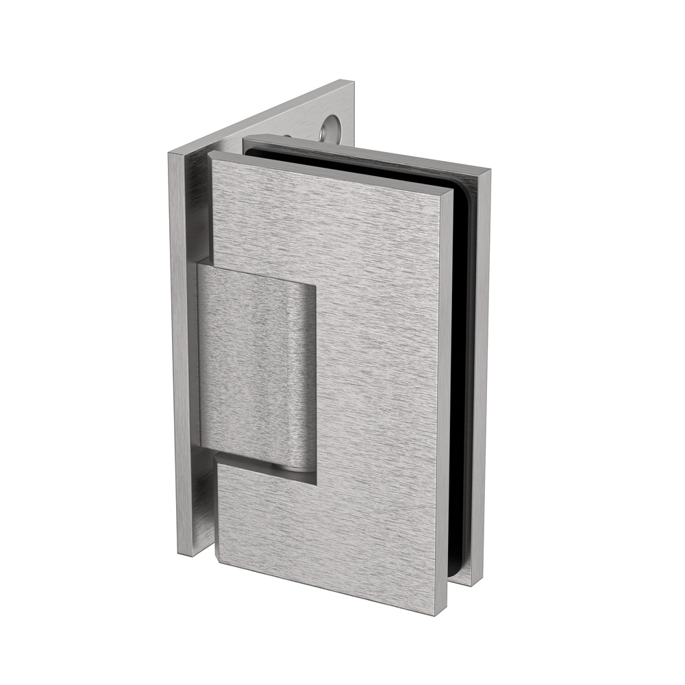 Boston Heavy Duty Wall to Glass Hinge with XL Type L Mounting Plate -Satin Nickel