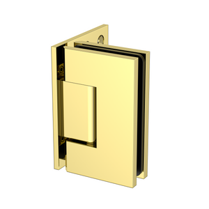 Boston Heavy Duty Wall to Glass Hinge with XL Type L Mounting Plate - Polished Gold